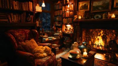 The Readers Victorian Winter Sanctuary  Fireplace Reading Nook Ambience for Snowy Days  8 Hours