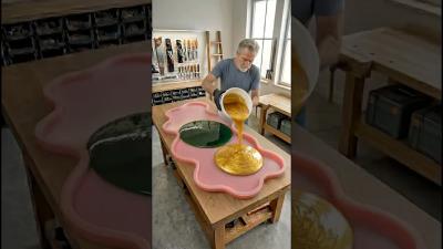 THIS TABLE IS JUST CRAZY Stunning Epoxy Resin Table with Luxurious Marble Color epoxy diy