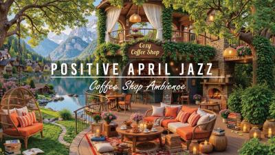 Tranquil April Jazz Music  Outdoor Coffee Shop Ambience Positive Summer Morning for Happy Mood