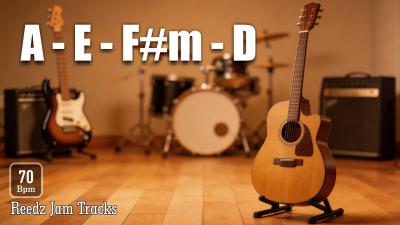 Wander  A Major Acoustic Pop Rock Guitar Backing Track  70 BPM