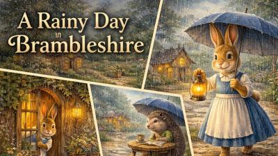 A Rainy Day in Brambleshire Cozy Storybook Ambience  Cottagecore Music