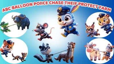 ABC Animal Heroes Sounds Song Balloon Police Animals Catch Thieves  Learn ABC  Animal Sounds