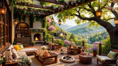 Blossoms Firelight and a Little Jazz  Peaceful Morning Ambience
