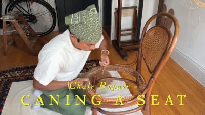 CANING THE SEAT OF MY FAVORITE ANTIQUE THONET CHAIR  With Rajiv Surendra