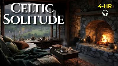 Cozy Stone Cottage in Ireland  Rain Sounds Fireplace  Ethereal Celtic Melodies