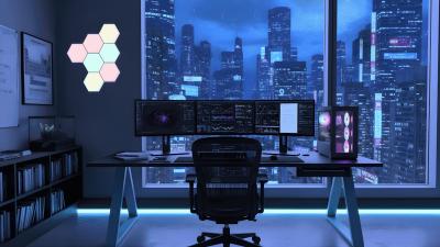 Cyber Analyst Setup Rainy City Ambience