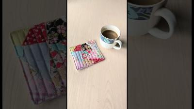 DIY coaster from tiny scrap fabric. diy sewingideas handmade sewing tutorial sewingprojects