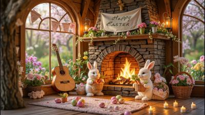 Easter Bunny Retreat Soft Piano Music  Cozy Spring Ambience for Relaxation  Peaceful Moments