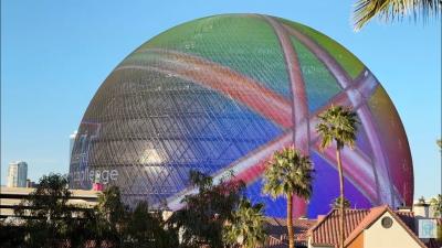 Las Vegas Sphere Live UP CLOSE RealTime View Sunset Las Vegas Strip SPHERE