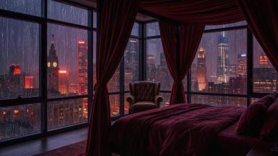 Rainy Night City Ambience  Cozy Window Rain Sounds for Deep Sleep Calm Mind  Study Time