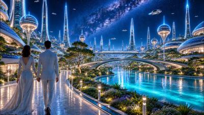 Relaxing Futuristic City Under the Stars  Peaceful SciFi Ambient Music for Sleep  Calm