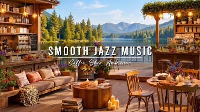 Relaxing Jazz Instrumental Music in Lakeside Cozy Coffee Shop Ambience  Smooth Jazz Music to Work