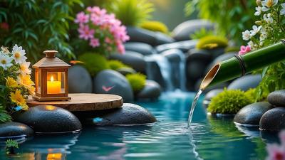 Relaxing Sleep Music with Bamboo Water Sound Relieves Stress Calm Anxiety and DepressionMeditation