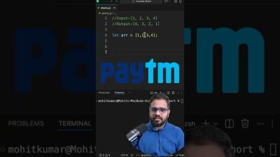 Reverse an Array  On Solution  JavaScript Interview Question dsa interview coding