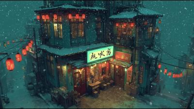 Snow Drifting Past the Window  soft lofi beats for late night study and rest  Rainy Ryokan