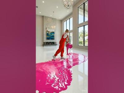 THIS FLOOR LOOKS UNREAL Beach Epoxy Floor Transformation  Ocean Resin Flooring DIY shorts