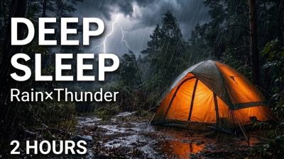 Thunderstorm Sounds for Deep Sleep  Cozy Tent in Rain  Thunder Ambience 2 Hours