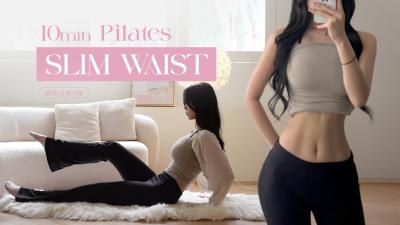 Tiny Waist  Flat Stomach in 10 MIN  Slim Waist Secret Pilates No Cap Abs