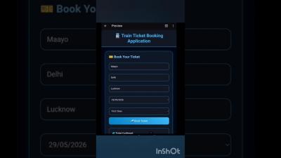 Train Ticket Booking Application in simple HTML CSS and JavaScript. htmltags html javascript js