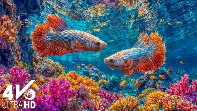 Aquarium 4K VIDEO ULTRA HD  Tropical Fish Aquarium with Calm Music for Study and Relax