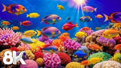 Aquarium 8K VIDEO ULTRA HD  Colorful Fish Swimming in Beautiful Coral Reef Paradise 38