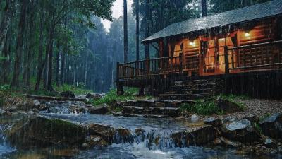 Calm Night Rain Sounds for Sleeping  Forest Ambience Relax Focus Study ADMR Rain Vibes