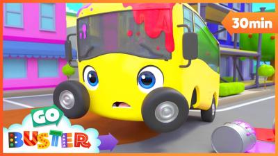 DANGER Paint Spill on the Road  Go Buster  Rescue Adventures
