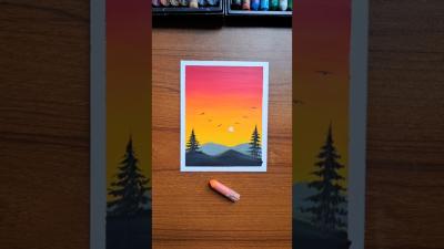 Easy Sunset Landscape Drawing for Beginners with Oil Pastels  StepbyStep Tutorial for Beginners