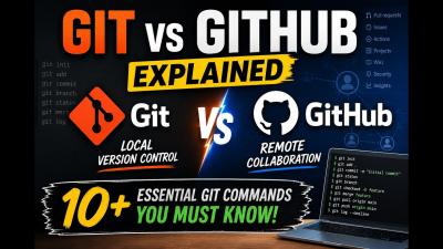 Git vs GitHub Explained  Complete Beginner Guide with 10 Commands