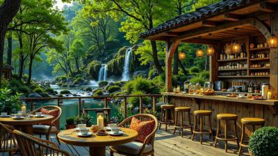 Morning Jazz Music  Nature Sounds for Unwind Spring Forest Ambience with Outdoor Cafe Vibes