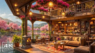 Rainy Spring Jazz Cozy Coffee Shop Ambience with Relaxing Jazz Background Music for Work Study