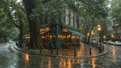 Rainy Street Jazz at a Quiet Café Corner  Rain Sounds for Deep Focus  Relax  Cozy Jazz Playlist 