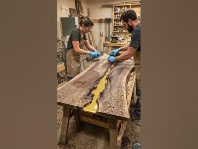This Broken Wood Slab Turned Into a 10000 GOLD Epoxy Table epoxyresin
