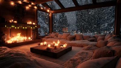 Warm Winter Fireplace  Peaceful Piano  Relaxing Ambience for Sleeping Studying  Healing
