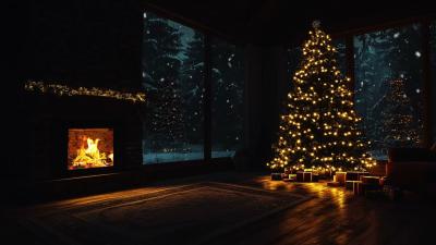 Cozy Snowstorm Cabin Ambience  Crackling Fireplace Sounds for Stress Relief and Deep Rest