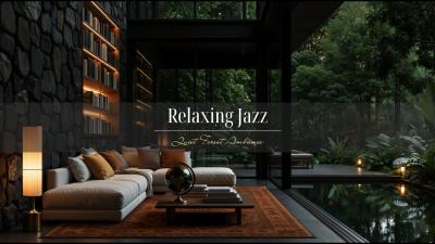 Relaxing Jazz for Cozy Evening  Stress Relief  Quiet Forest Ambience To Calm Your Mind