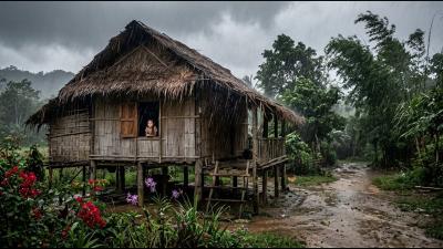 Relaxing Village Rainstorm  Deep Sleep Rain Sounds and Peaceful Nature Ambience