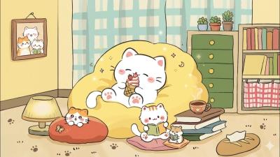 Study Music Lofi Kitty 2 Hour Cafe Song Stream cafe cute  relaxing Make Your Day Better